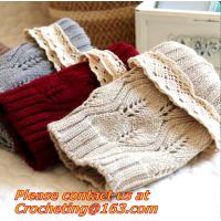 Buy cheap women knit boot cuffs acrylic cable pattern lace boot socks buttons leg warmers product