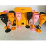 Classic 6oz Pink Plastic Champagne Glasses Veuve Clicquot Yellow Champagne