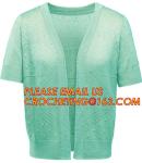Short Sleeve Pointelle Shoulder Pointelle Sleeve Women Cardigan, Long Sleeve
