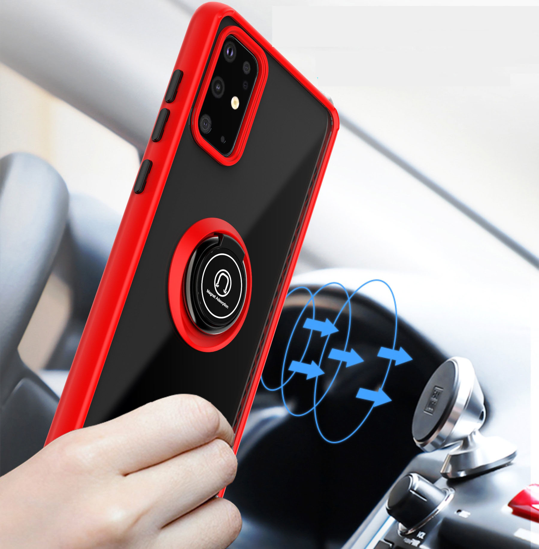 TPU PC Finger Phone Case Holder Rotating Stand For Samsung Galaxy A42