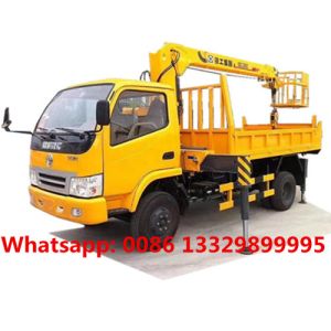 Buy cheap dongfeng truck crane mounted 3T straight-arm crane With hanging basket, telescopic crane boom mounted on dump truck from wholesalers