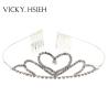 Buy cheap VICKY.HSIEH Hot Sale Silver Tone Crystal Rhinestone Large Peach Heart Waving Crown Tiaras with Comb from wholesalers
