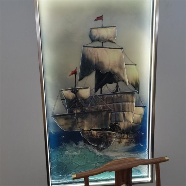 Buy cheap 19mm Thickness Tempered Art Glass Hot Melt Sailboat Ultra Clear Glass Painting from wholesalers