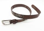 Men Genuine Leather Studded Belt 3.2cm Width With Light Brown Color