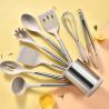 Buy cheap 9pcs Silicone Cooking Kitchen Utensils Set Nonstick Cookware with Stainless Steel Handle Turner Tong,Spatula,Spoon brush from wholesalers