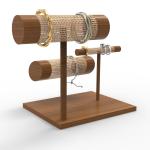 Customized Wooden Woven Countertop Display Stand For Luxury Jewelry Bracelet