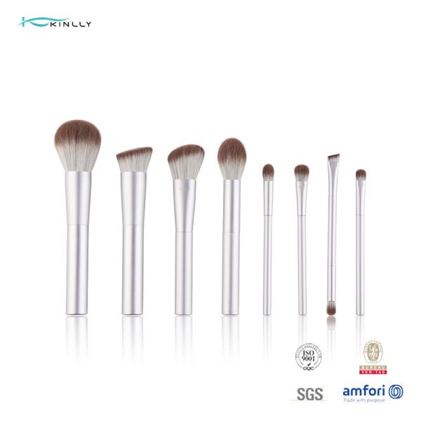 Buy cheap 8pcs OEM ODM Travel Makeup Brush Set White Aluminium Handle from wholesalers