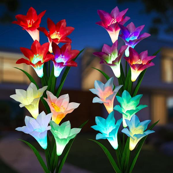 Buy cheap Outdoor Solar Lily Flowers Lights Solar Garden Lights for Lawn Patio Pathway Yard Farm Wedding Decoration from wholesalers