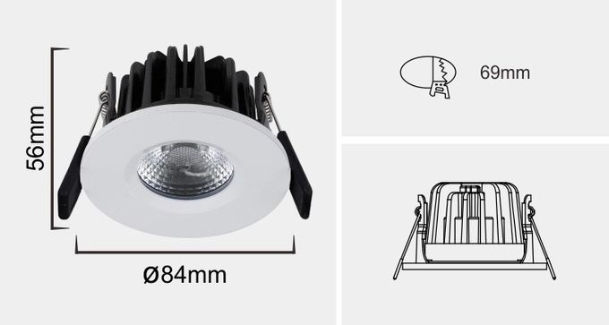 8W 60 Minutes Fire Rated Downlight Round Aluminum Housing