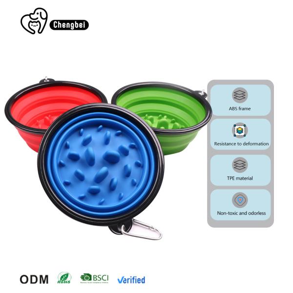 Buy cheap Pet Cat Slow Feeder Silicone Portable Foldable Collapsible Dog Bowl Outdoor Activities from wholesalers