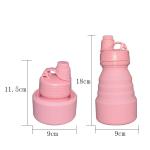Outdoor Sports Folding Silicone Water Bottle 500ml Pink Thermal Insulation With