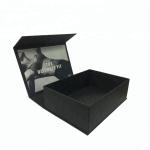 Luxury Folding Magnetic Cover Cardboard Black Phone Packaging Box with Soft Pvc