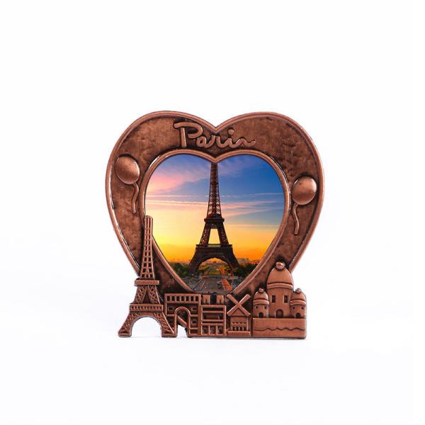Buy cheap Paris France Eiffel Tower Metal Heart Shaped Picture Frame 3D Love Sunset Scenery from wholesalers