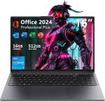 Buy cheap 16 Windows Laptop Computer 16GB RAM 512GB SSD MS Office 2024 Intel Core I5 Laptop from wholesalers