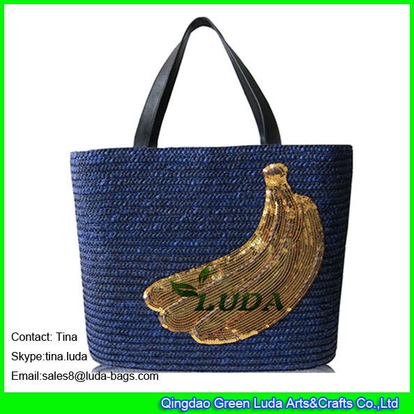 Buy cheap LUDA squins banana decortaion personalized wheat straw beach bags from wholesalers