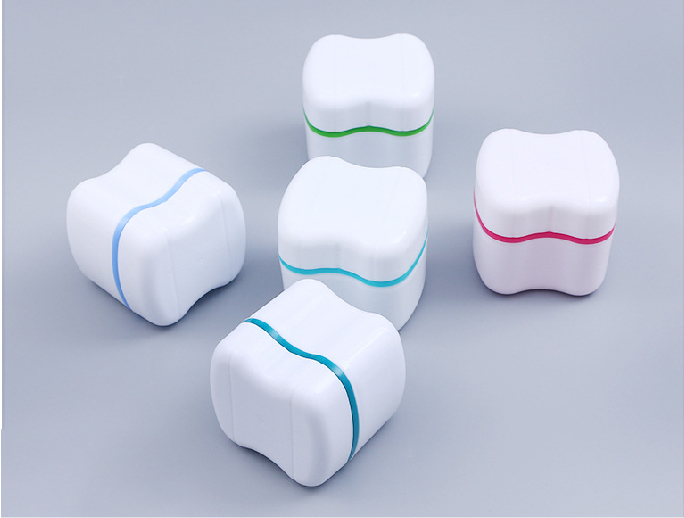 Clean Care Denture Cleaner Brush And Retainer Holder Box Denture Bath Case Cup