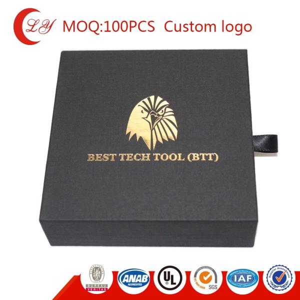 Paperboard Drawer Packaging Box Custom Texture Black Slide Out Cardboard Boxes