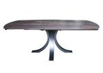 Elegant Ceramic Top Dining Table Wood Grain Textured Top Black Leg