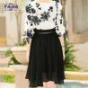 Buy cheap Fashion set contrast floral embroidery blouse skirt old ladies clothing 2018 fashion women long chiffon dress sale from wholesalers