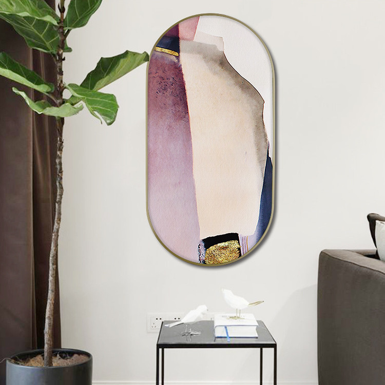 Anodizing Brushed Aluminium Oval Picture Mirror Frames For Dining Room Bedroom