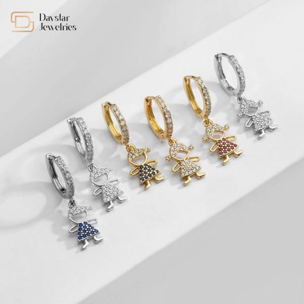 Buy cheap 18k Brass Gold Pendant Hoop Earrings Zircon Diamond for Boy Girls from wholesalers