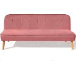 Crushed Velvet Foldable Sofa Bed Dusty Rose Fabric Cover With Wood Leg