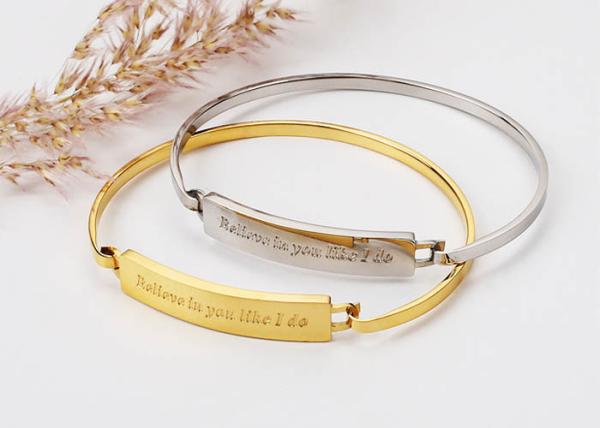 Female titanium steel inspirational popular jewelry DIY bracelet logo words