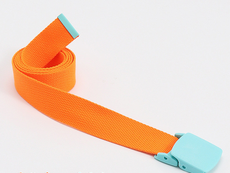 Candy Color Cotton 120cm Length Knitted Belt Alloy Buckle Woven Canvas Belt