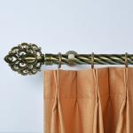 Anti-Brass 25MM Peacock Flower Finial 2-Meter Iron Twisted Curtain rod With