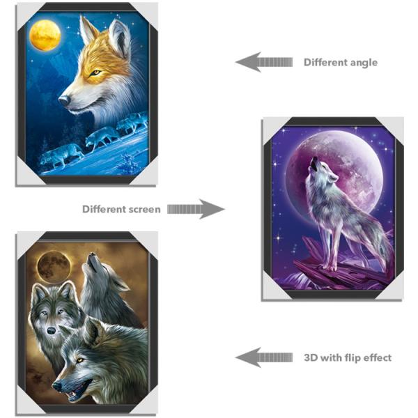 Buy cheap Hotel Decoration Lenticular Flip Picture / 0.6mm PET 3 In 1 3D Animals Photos from wholesalers