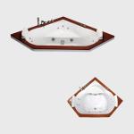 24Inch Buildin Massage Freestanding Jetted Bathtub Acrylic 2 Person Round