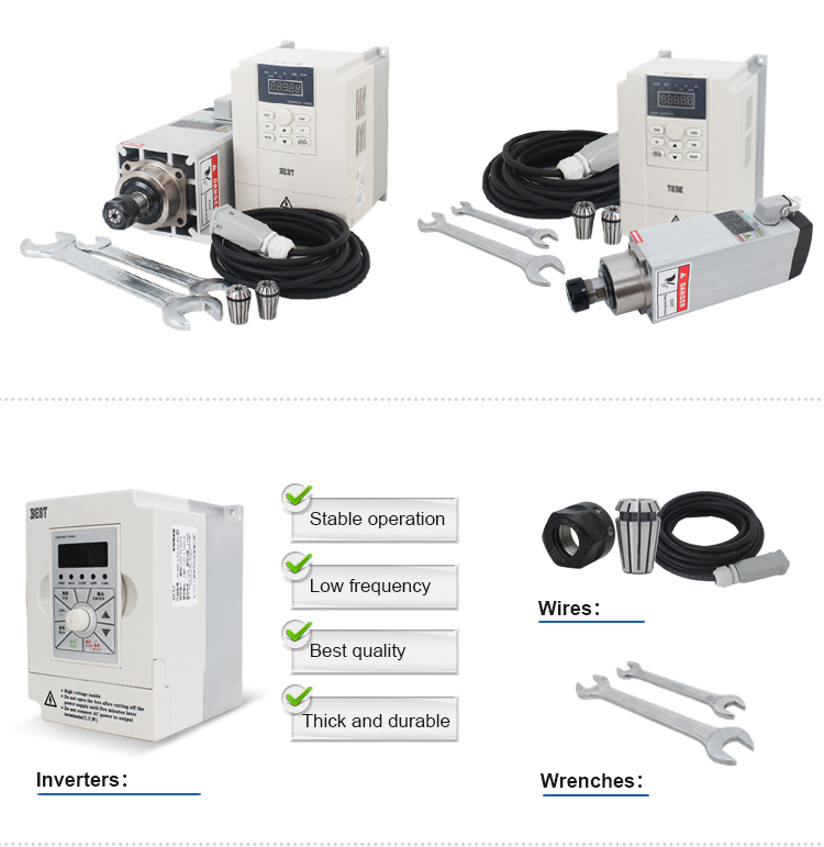 Maximum Torque of 1.59Nm 3.5kw ER20 CNC Router Machine Spindle with Fan Cooling Syste