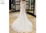 Half Sleeve Ivory Lace Mermaid Wedding Dress Beading Off Shoulder Back Bandage