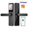 Buy cheap Peephole Camera Smart Front Door Locks TH-505 Black Biometric Code Card Key Tuya Unlock from wholesalers