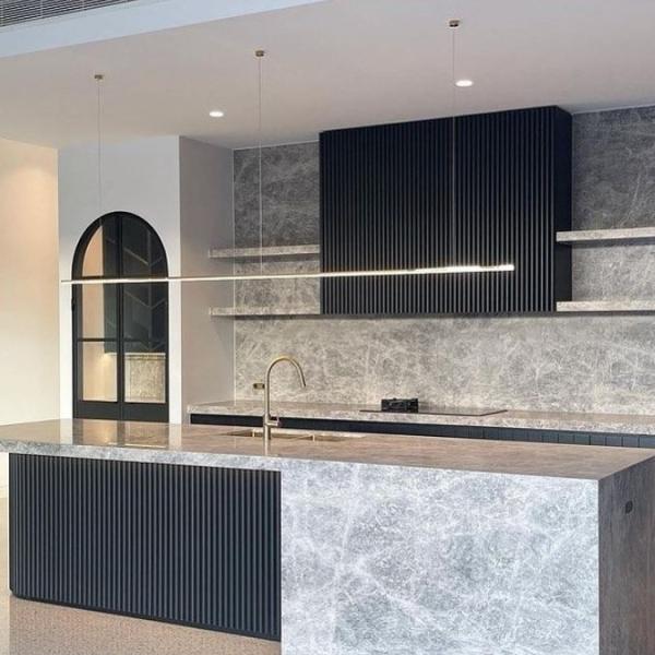 Modern High Quality Melamine Particleboard White and Gray Soft Close Kitchen