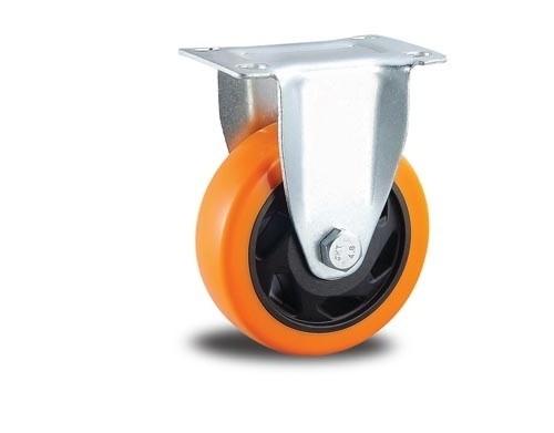 Buy cheap medium duty 3" rigid orange color PU caster double ball bearing , Rueda, from wholesalers