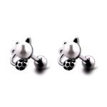 Unique cat shaped pearl stud earrings stainless steel piercing jewelry on hot