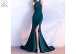 Mermaid Black Wedding Bridesmaid Dresses Sleeveless Open Slit Sweep Train