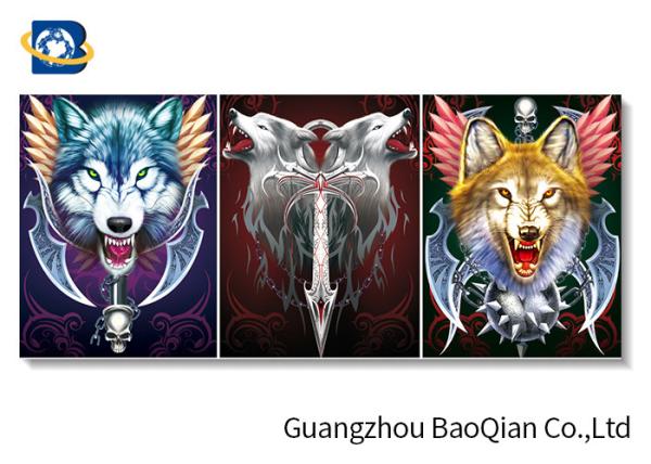 Wall Art Framed Lenticular Poster 3D , Wolf Animal Image Flip Effect PVC / MDP