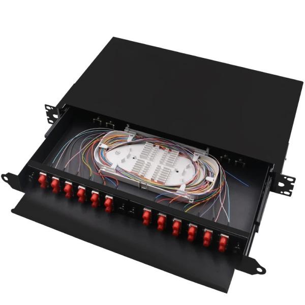 Buy cheap Black Rack Mount Fiber Termination Box FC Patch Panel ODF 24Core from wholesalers