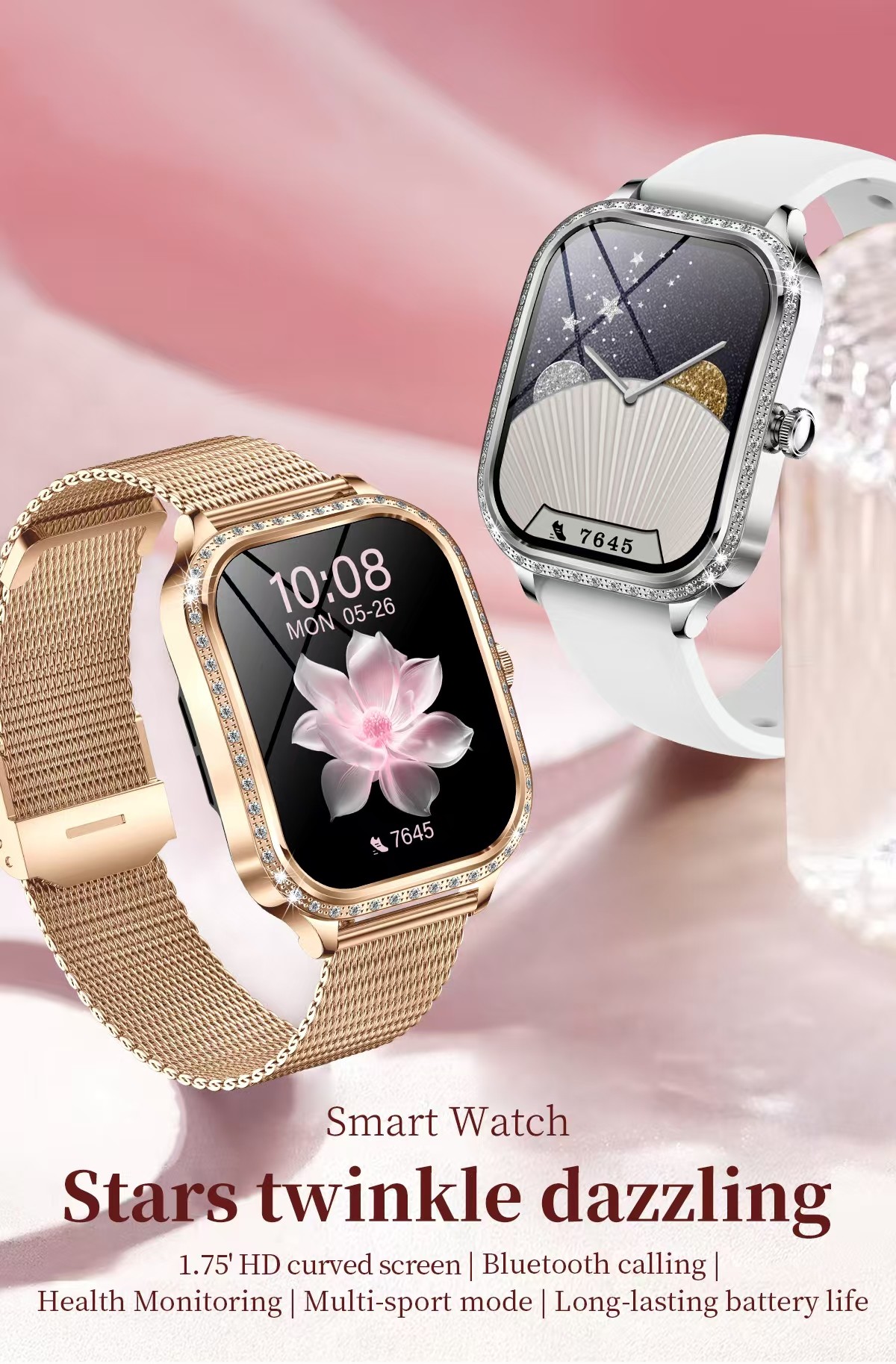 MK88 Women Smart Watch , Multi Sport Smart Watch Health Monitoring BT Call Blood Oxygen