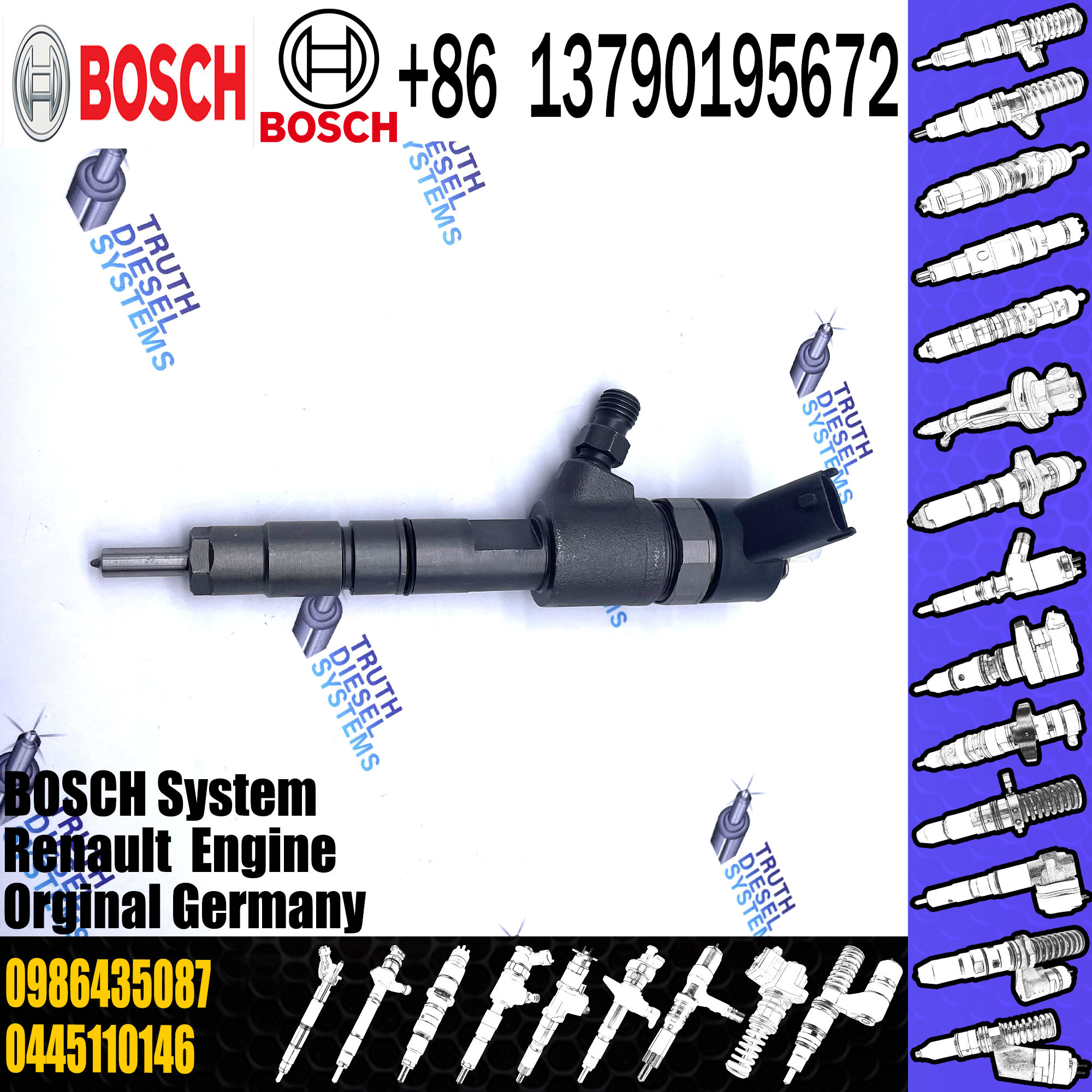 0986435087 0445110146 Common Rail Injector 0 445 110 146 Exchange Injection 0986435007 0445 110 146 for