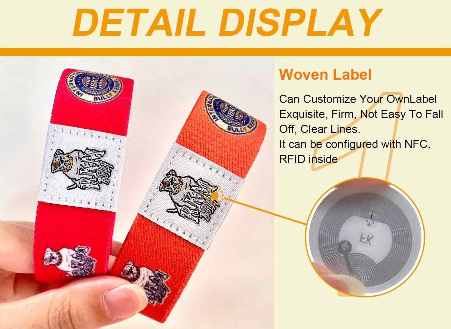 Elastic Polyester Reusable RFID Bracelet Wristband Customized Fabric NFC Sports Wristband