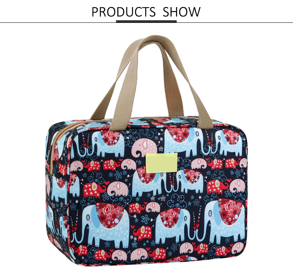 Leak Proof Floral And Elephant Cosmetic Toiletry Bag For Girls