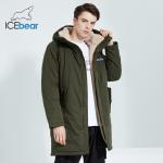 Cozy Fashionable Mens Long Down Jacket With Thick Black Wool Winter Coat Size L