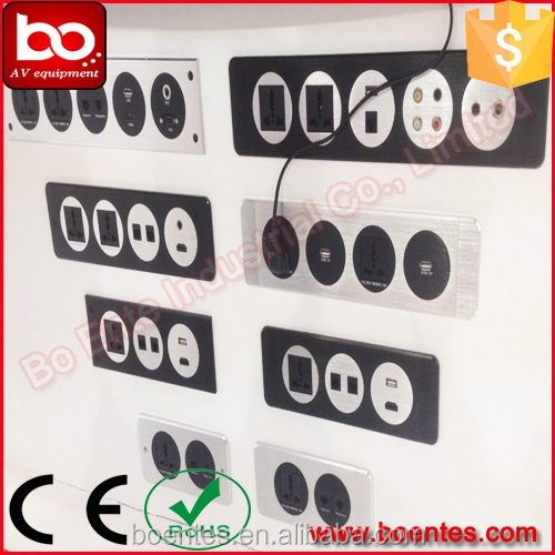 Black/Silver 4-Star Hotel Room Guest House Wall Mount Hotel Media Hub Socket for TV AV Solutions