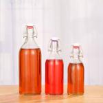Round 600ml Glass Bottle With Stopper Caps Carafe Swing Top Beer Bottle Kombucha