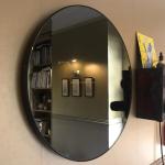 Bathroom Dressing Round Silver Glass Mirror with Tinted Black Frame and Double