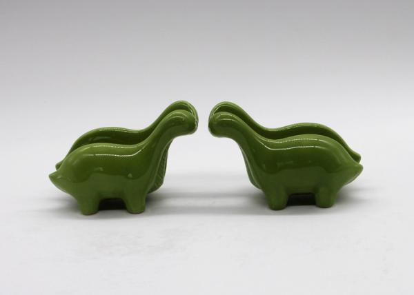Customized Ceramic Napkin Holder Double Green Dinosaur Napkin Holder For Dinner