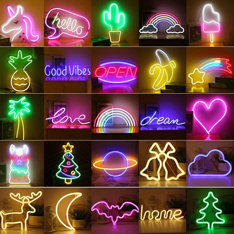 Wholesale Styles Led Neon Light Colorful Rainbow Neon Sign for Room Home Party Wedding Decoration Xmas Gift Neon Lamp